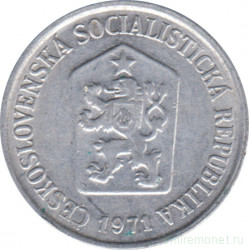 Монета. Чехословакия. 10 геллеров 1971 год.