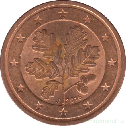 Монета. Германия. 2 цента 2016 год. (J).