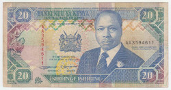 Банкнота. Кения. 20 шиллингов 1993 год.