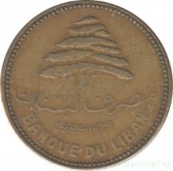 Монета. Ливан. 5 пиастров 1969 год.
