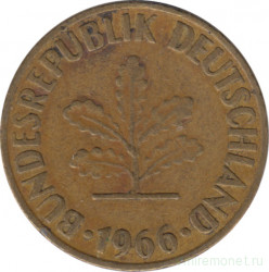 Монета. ФРГ. 10 пфеннигов 1966 год. Монетный двор - Гамбург (J).