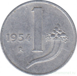 Монета. Италия. 1 лира 1954 год.