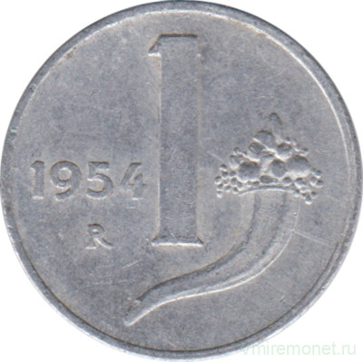 Монета. Италия. 1 лира 1954 год.