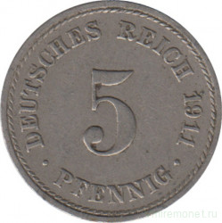 Монета. Германия (Германская империя 1871-1922). 5 пфеннигов 1911 год. (А).
