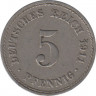Монета. Германия (Германская империя 1871-1922). 5 пфеннигов 1911 год. (А). ав.