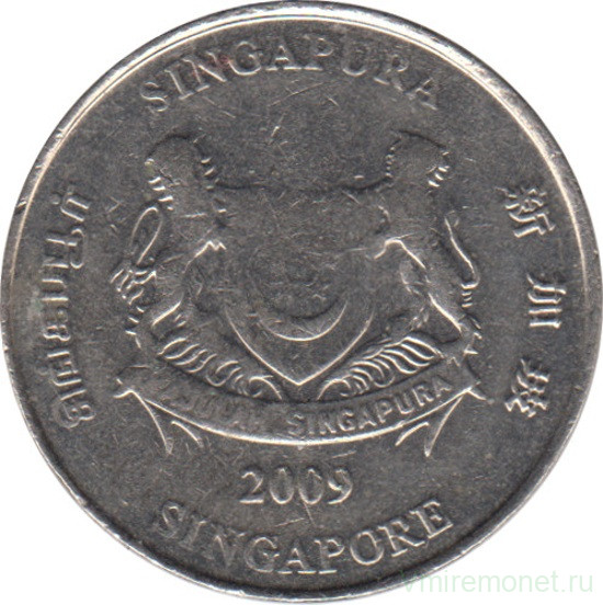 Монета. Сингапур. 20 центов 2009 год.