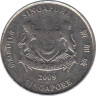Монета. Сингапур. 20 центов 2009 год. ав.