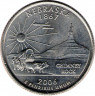  Аверс.Монета. США. 25 центов 2006 год. Штат № 37 Небраска.