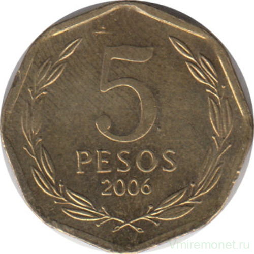 Монета. Чили. 5 песо 2006 год.