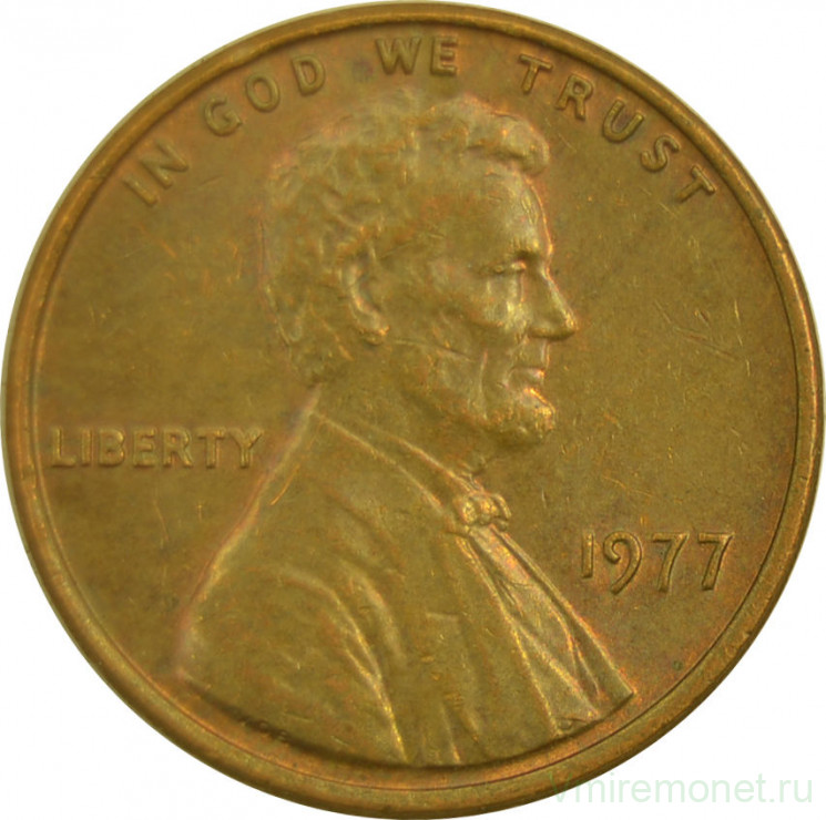 Монета. США. 1 цент 1977 год.