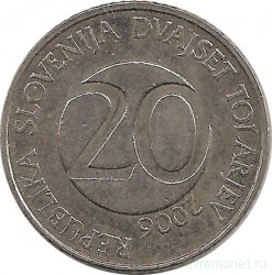 Монета. Словения. 20 толаров 2006 год.
