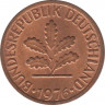  Монета. ФРГ. 1 пфенниг 1976 год. Монетный двор - Гамбург (J). ав.