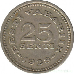 Монета. Эстония. 25 сентов 1928 год.