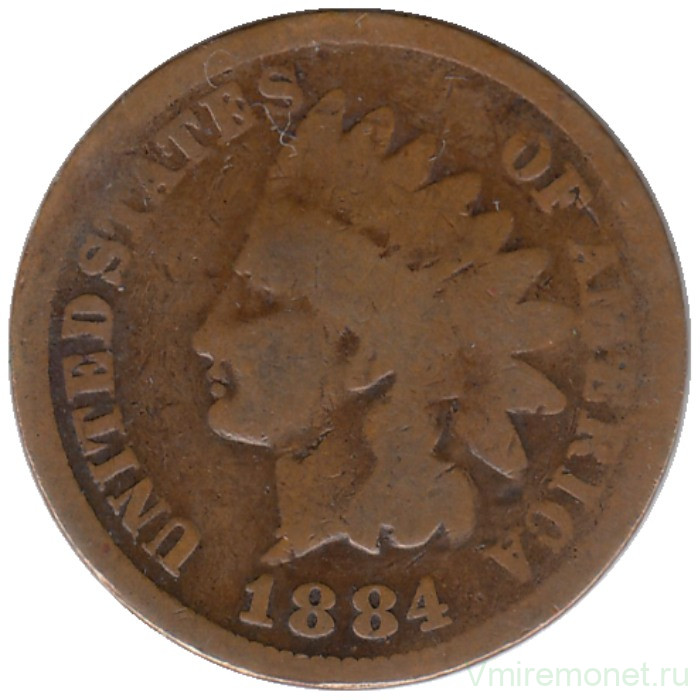 Монета. США. 1 цент 1884 год. Монета. США. 1 цент 1884 год.