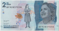 Банкнота. Колумбия. 2000 песо 2019 год.