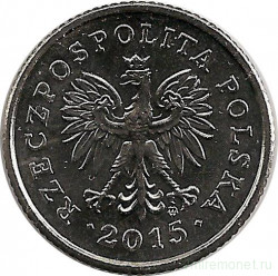 Монета. Польша. 50 грошей 2015 год.