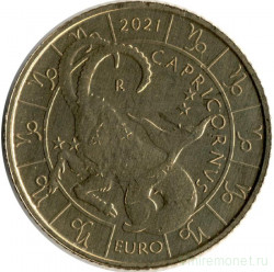 Монета. Сан-Марино. 5 евро 2021 год. Козерог. Знаки зодиака.