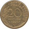 Монета. Франция. 20 сантимов 1990 год. ав.
