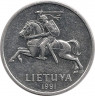 Монета. Литва. 5 центов 1991 год. рев