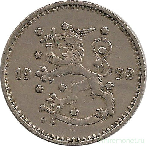 Монета. Финляндия. 1 марка 1932 год.