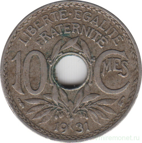 Монета. Франция. 10 сантимов 1931 год.