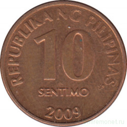 Монета. Филиппины. 10 сентимо 2009 год.