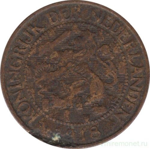 Монета. Нидерланды. 1 цент 1918 год.