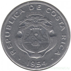 Монета. Коста-Рика. 2 колона 1954 год.
