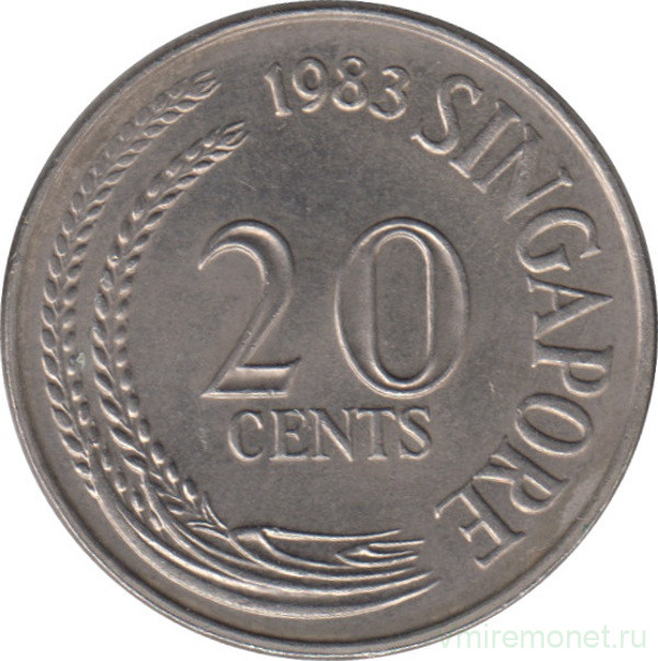Монета. Сингапур. 20 центов 1983 год.