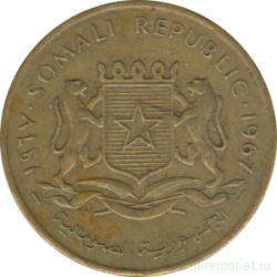 Монета. Сомали. 10 чентезимо 1967 год.