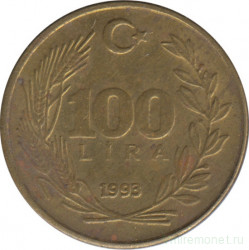 Монета. Турция. 100 лир 1993 год.
