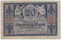 Банкнота. Германия. Германская империя (1871-1918). 20 марок 1915 год.