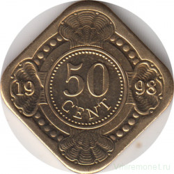 Монета. Нидерландские Антильские острова. 50 центов 1998 год.