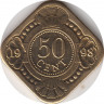 Монета. Нидерландские Антильские острова. 50 центов 1998 год. ав.