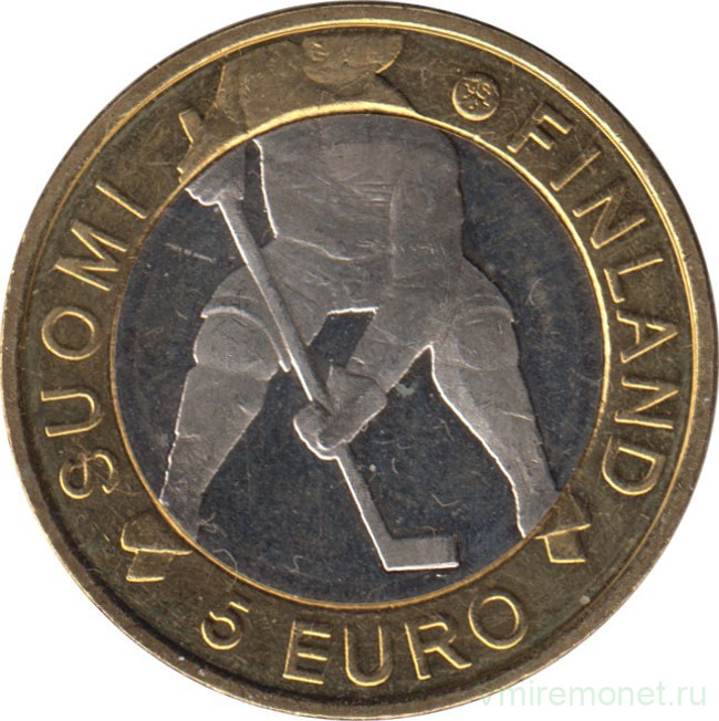 Монета. Финляндия. 5 евро 2012 год. Чемпионат мира по хоккею 2012.