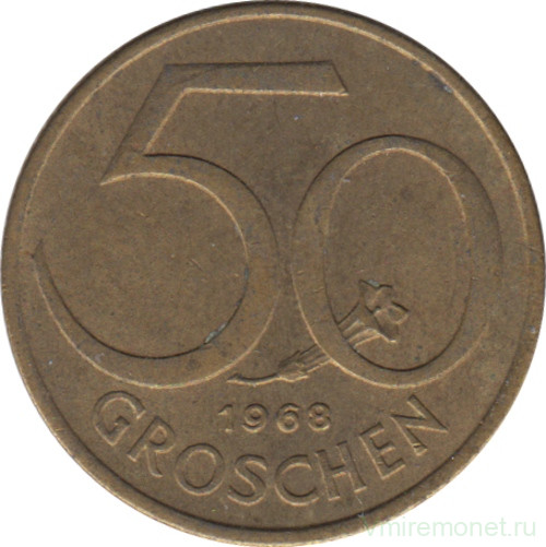 Монета. Австрия. 50 грошей 1968 год.