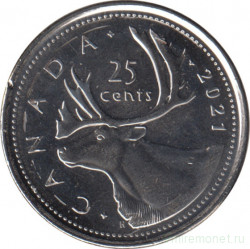 Монета. Канада. 25 центов 2021 год.