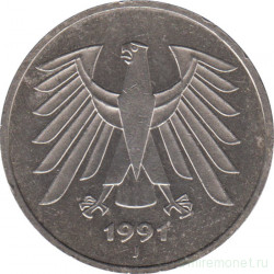 Монета. ФРГ. 5 марок 1991 год. Монетный двор - Карлсруэ (G).