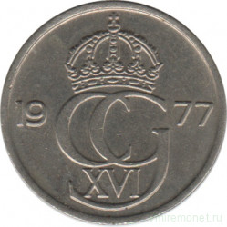 Монета. Швеция. 25 эре 1977 год.