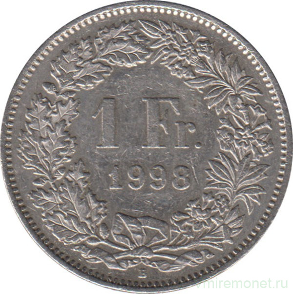 Монета. Швейцария. 1 франк 1998 год.