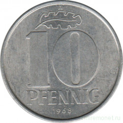 Монета. ГДР. 10 пфеннигов 1968 год.