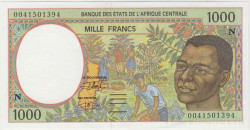 Банкнота. Экономическое сообщество стран Центральной Африки (ВЕАС). Экваториальная Гвинея. 1000 франков 2000 год. (N). Тип 502Ng.