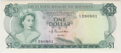 Банкнота. Багамские острова. 1 доллар 1974 год. Тип 35а (2).