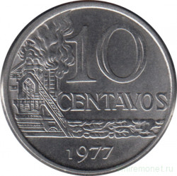 Монета. Бразилия. 10 сентаво 1977 год.