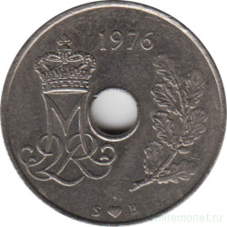 Монета. Дания. 25 эре 1976 год.