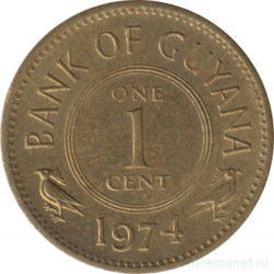 Монета. Гайана. 1 цент 1974 год.