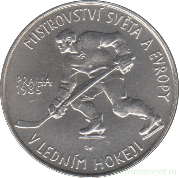 Монета. Чехословакия. 100 крон 1985 год. Чемпионат мира и Европы по хоккею.