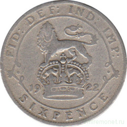 Монета. Великобритания. 6 пенсов 1922 год.