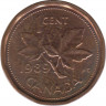 Монета. Канада. 1 цент 1989 год. ав.
