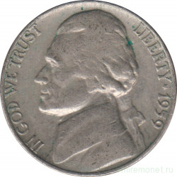 Монета. США. 5 центов 1959 год.  Монетный двор D.